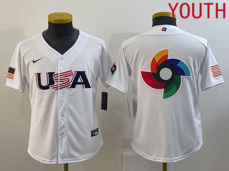 Youth 2023 World Cub USA Blank White MLB Jersey->youth mlb jersey->Youth Jersey